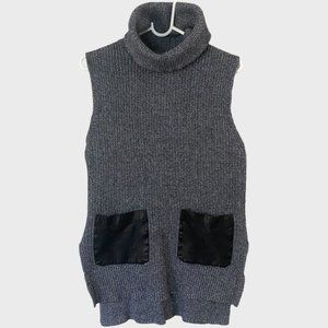 Banana Republic Sleeveless Turtleneck Sweater Women's Small Gray HILO Ribbed Top
